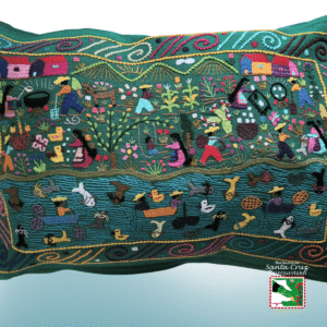 Cojín decorativo artesanal bordado