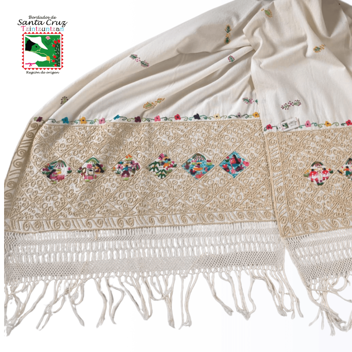 Rebozo tradicional bordado